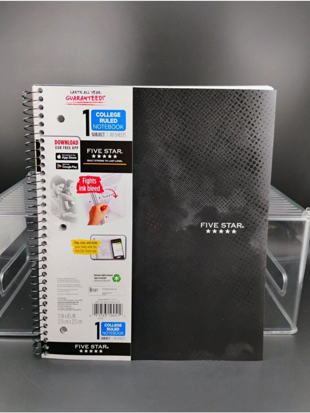 Five Star College Ruled 1 Subject Notebook 80 Sheets 11x8.5" Durable